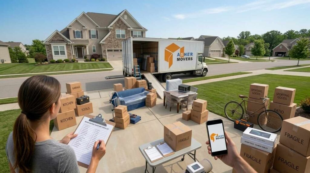 Military PCS and DITY move with professionally packed household belongings, documentation for weight tracking, and a moving truck prepared for relocation.